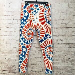 LuLaRoe TC Tall Curvy Patriotic Tie Dye Stars Red White Blue Leggings NWOT NEW